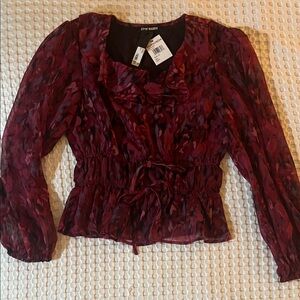 Steve Madden Burgundy Floral Top